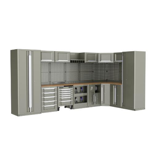 47 PIECE WORKSHOP STORAGE SYSTEM WITH WOODEN WORKTOP